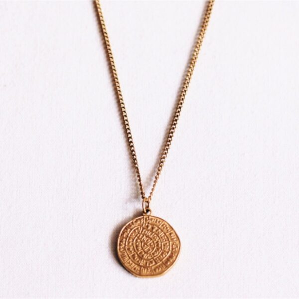 Fijne gevlochten ketting met muntje