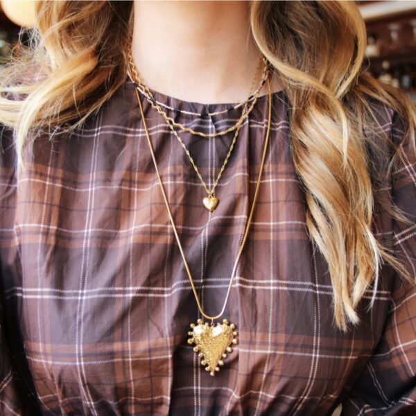 Miyuki ketting met mini hartje – zwart/verguld – foto 2