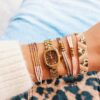 Viervoudige Miyuki-armband – bordeaux/nude/verguld, foto 3
