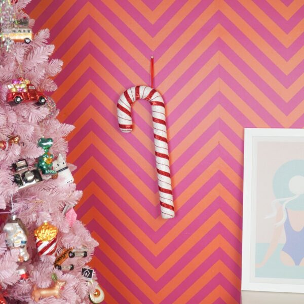 Zuurstok Schuim Rood Wit 52 cm – Kerstdecoratie