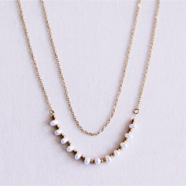 Dubbele ketting met mini parels