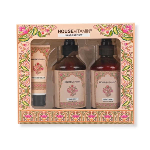 Handverzorging cadeauset amber in cadeaudoos met handzeep, handcrème en mini-handcrème