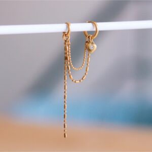 Oorbellen Set met Balletjesketting en Kristallen Hart