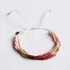 Viervoudige Miyuki-armband in bordeaux, nude en verguld