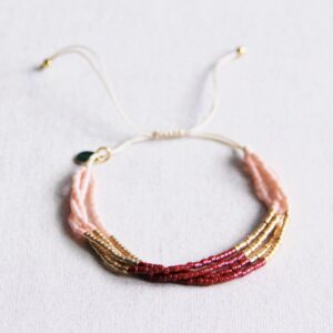 Viervoudige Miyuki-armband – bordeaux/nude/verguld