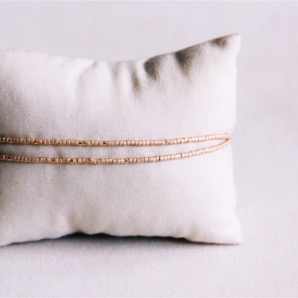 Dubbele Miyuki armband in champagne en verguld