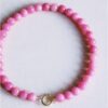 Natuurlijke stenen kralenketting xl in fuchsia