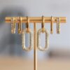 Oorbel met ovale kristallen hanger – zilver – foto 3