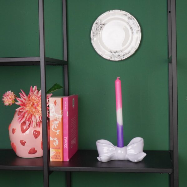 Kandelaar Bow Lilac – Keramiek met Strik 18 x 9 x 7 cm