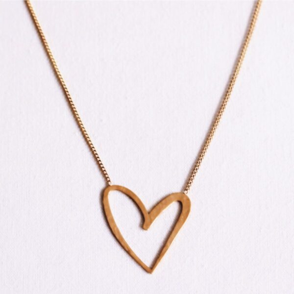 Fijne ketting met open hart in goud