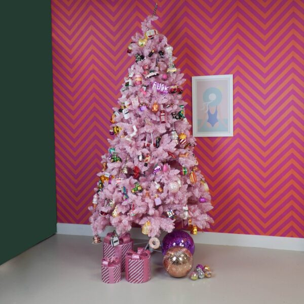 Led kerstcadeau roze wit – sfeerfoto