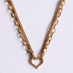 Dubbele schakelketting met open hart – goud