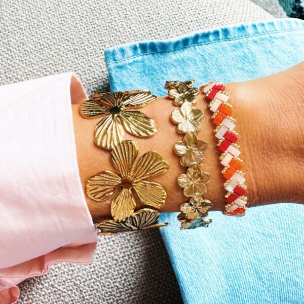 Bangle XL bloemen – goud – foto 2