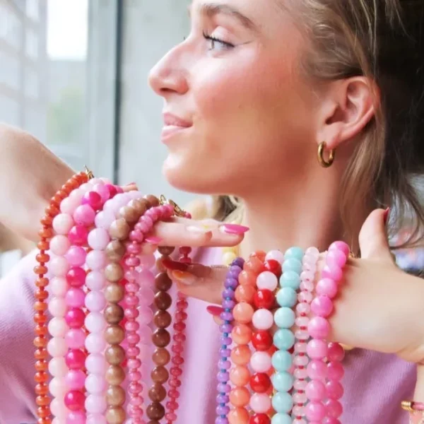 Natuurlijke stenen kralenketting xl – lila – foto 2