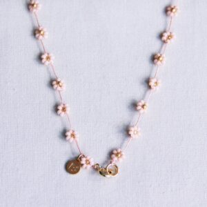 Halsketting madeliefjes – nude/goud