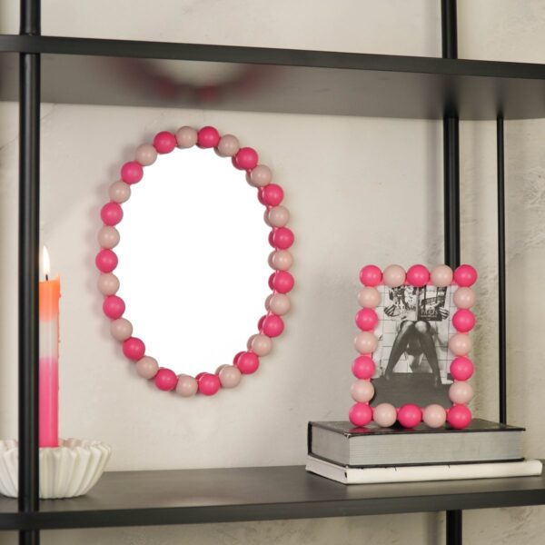 Spiegel Ovaal Bubbels Licht/Neon Roze – 29 x 22,5 cm
