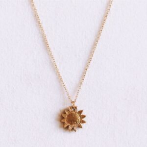 Fijne ketting met kleine zonnebloem – goud