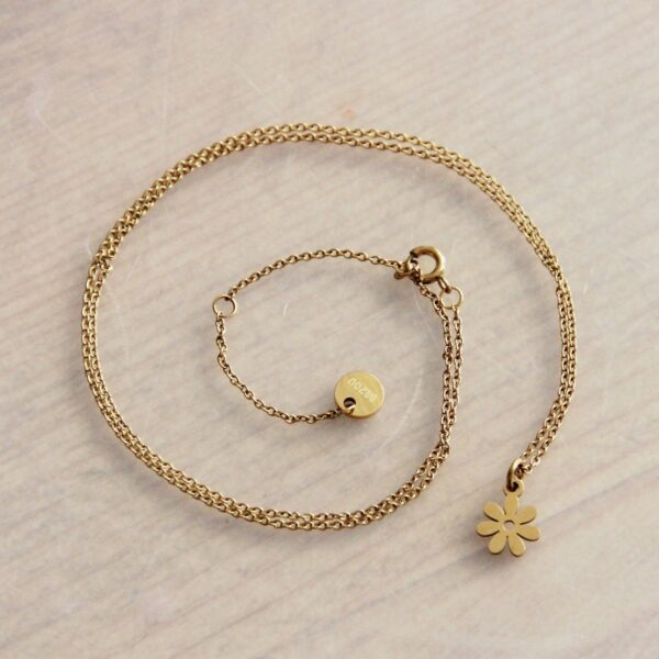 Fijne ketting met mini bloem – goud – foto 2