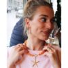 Natuurlijke stenen kralenketting xl – fuchsia – foto 3