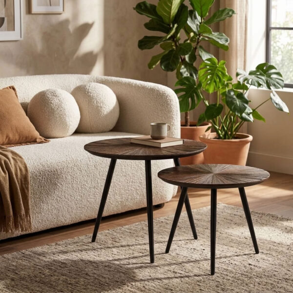 Bijzettafel set Dane Bruin in een sfeervol interieur