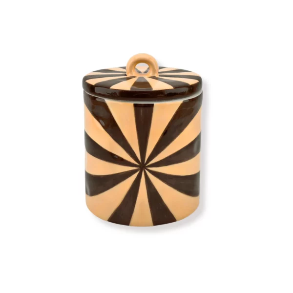Keramieken voorraadpot Swirl Bruin/Karamel – Dolomiet 11 x 11 x 14,5 cm