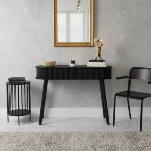 Sidetable Zwart met Lamellen – MDF 100 x 33 x 76 cm