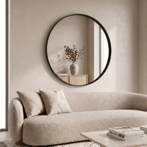 Ronde Wandspiegel Zwart Ø80 cm – Metalen Rand
