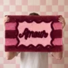 Badmat Amour roze/rood 80 x 50 cm