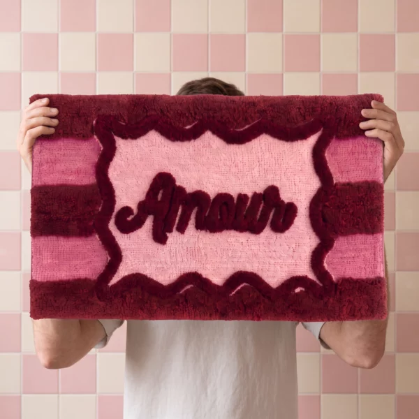 Badmat Amour roze/rood 80 x 50 cm