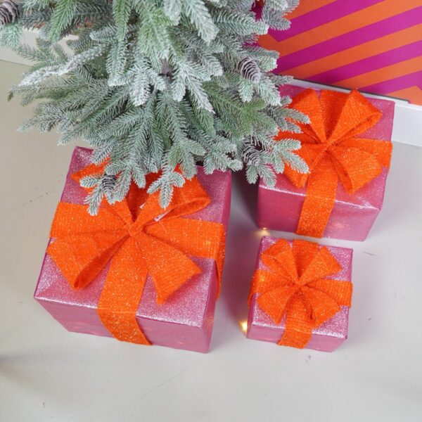 Led kerstcadeau roze oranje – sfeerfoto