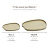 Dienblad Bariri Beige maat S (35 x 30) en maat M (50 x 40) naast elkaar op schaal