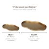 Dienblad Bauru Goud maat S (44 x 25 cm) en maat M (66 x 37,5 cm) naast elkaar op schaal