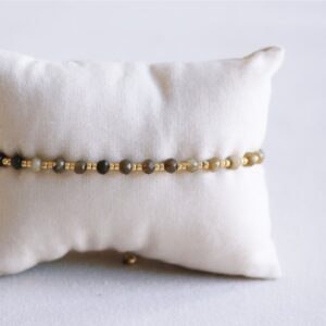 Edelsteen armband met vergulde Miyuki – olijf