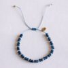 Edelsteen armband met vergulde Miyuki in donkerblauw