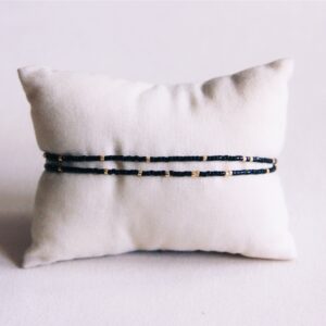 Dubbele Miyuki-armband – zwart/verguld