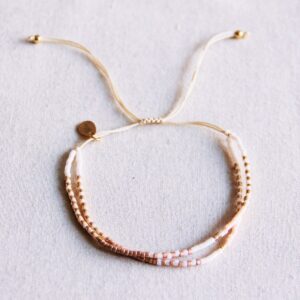 Dubbele Miyuki-armband – nude/wit/taupe