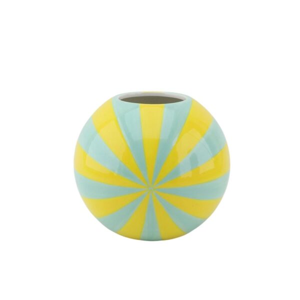 Vazen van keramiek – Bolvaas Swirl Geel/Mint – Dolomiet 20 x 20 x 17 cm
