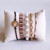 Geweven armband strepen – nude tinten – foto 2