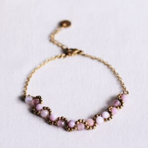 Fijne armband met mini facetten en kralen – lila