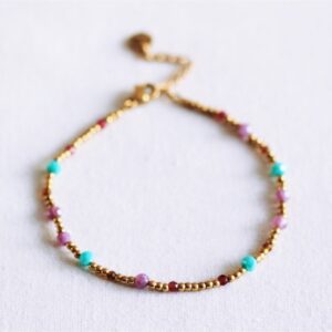 Armband met facetkralen – mint/lila