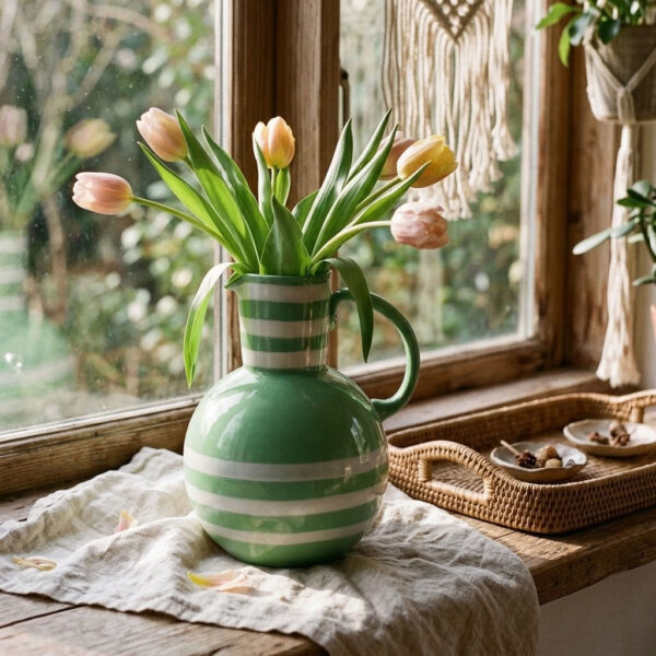 Vaas Bazaar Groen in een sfeervol interieur